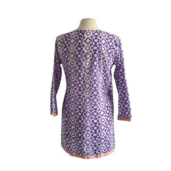 ROLLER RABBIT Tunic Womens Sz Small Purple Coverup Swim Geometric Print Beach - Picture 5 of 6